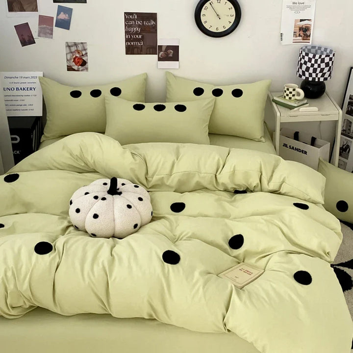 Rynx | Simple Style Bedding Set Towel Embroidered Duvet Cover Set Breathable Bedding Queen Size Bed Sheet Set Home Bedding 이불세트