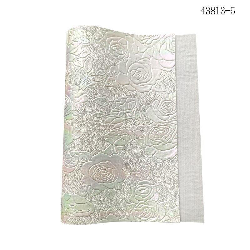 Lisslune | Elegant Rose Embossed Synthetic Leather Craft Sheets for Creative Projects