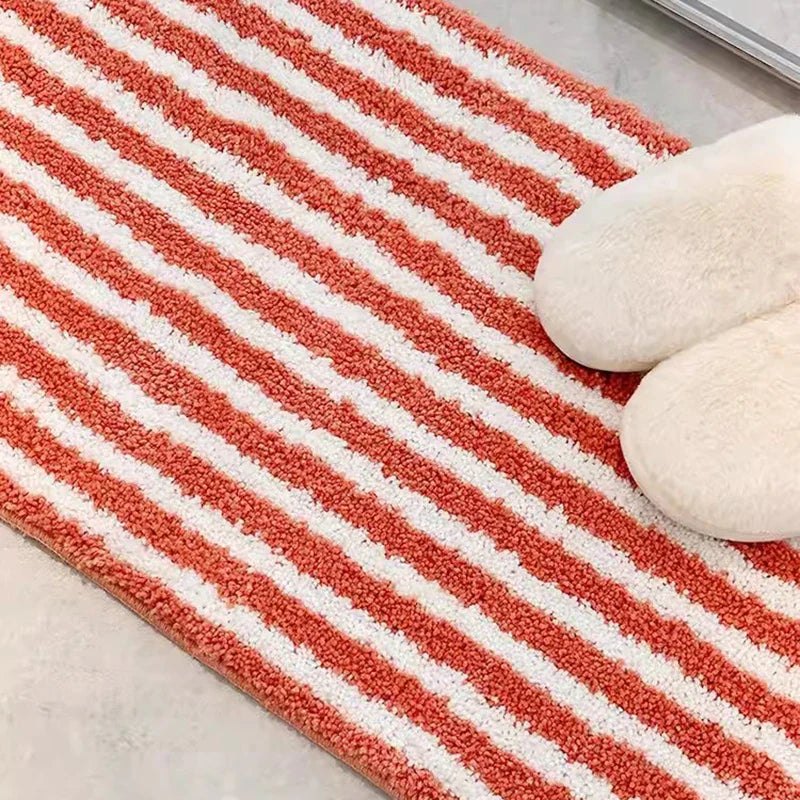 Rynx | Tufting Stripe Bathroom Mat Bedroom Carpet Soft Fluffy Geometric Bath Mat Bed Mat Carpet Non-Slip Underlay Home Decor 40x70cm