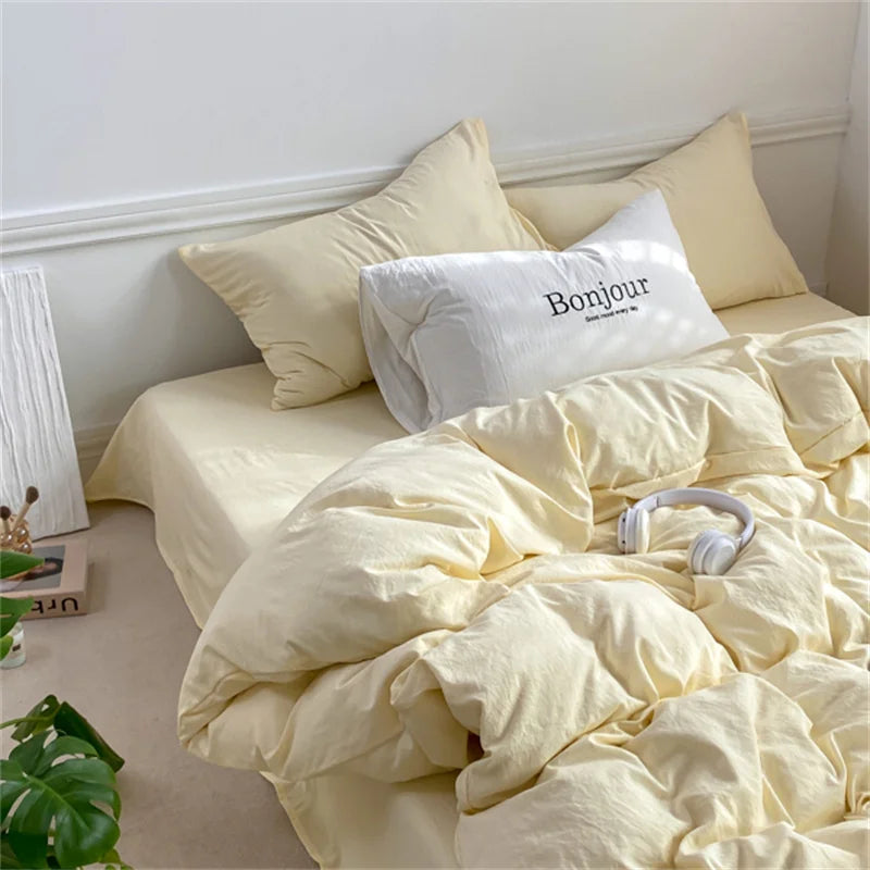 Rynx | INS Style Duvet Cover Set with Pillowcase Bed Sheet Single Full Bed Linen Orange Duvet Queen/King Double Bed