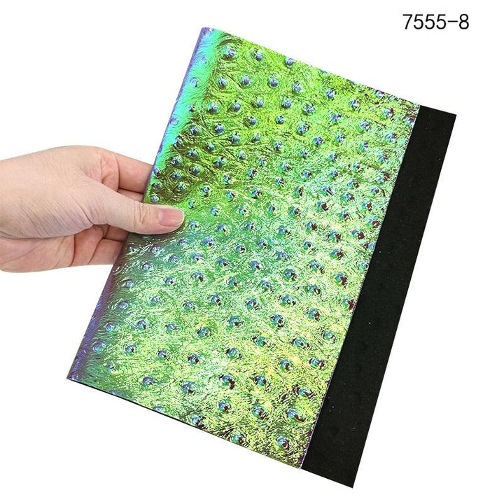 Lisslune | Iridescent holographic synthetic leather craft sheet with snakeskin embossing