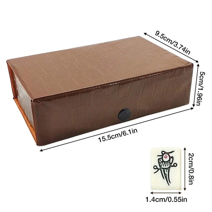 Rynx | 1pc Portable Compact Mahjong Set Lightweight Mahjong Set with Brown Bag - Perfect for Travel and Board Games