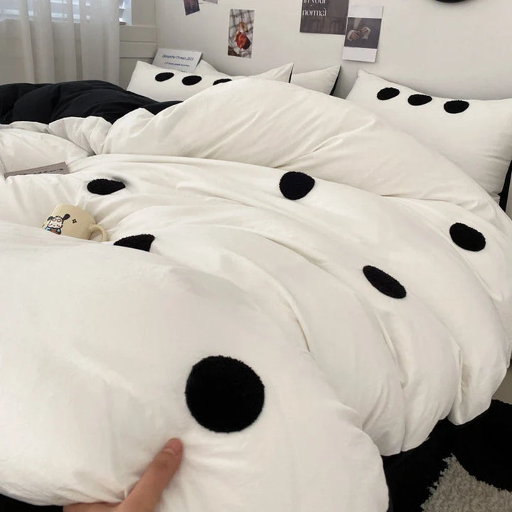 Rynx | Simple Style Bedding Set Towel Embroidered Duvet Cover Set Breathable Bedding Queen Size Bed Sheet Set Home Bedding 이불세트
