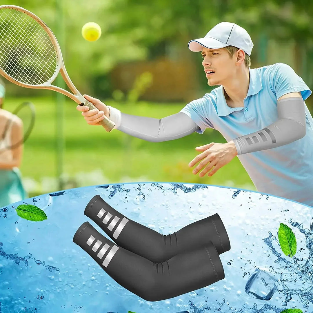 Rynx | 2 Pieces Summer Outdoor Sun Protection Arm Sleeves Quick Drying Breathable Night Running Cycling Reflective Ice Silk Sleeves