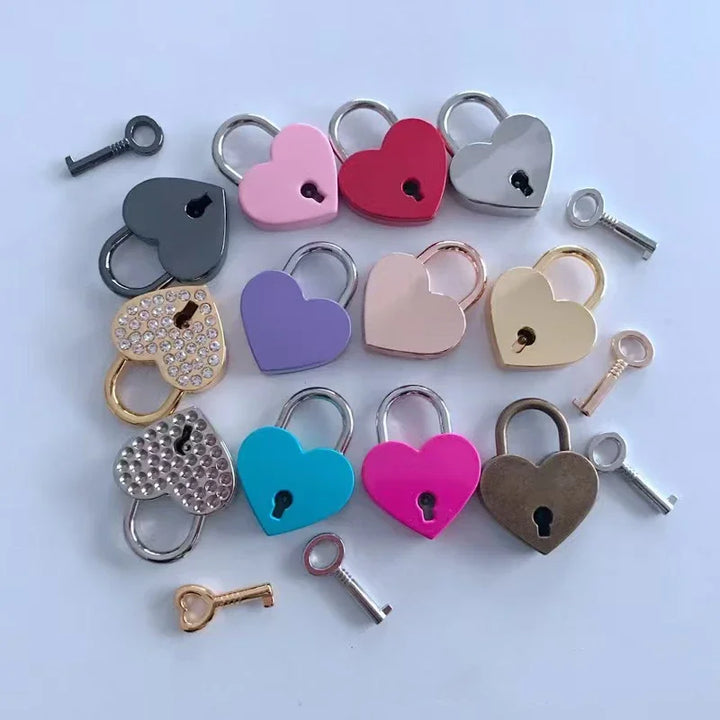 Rynx | Heart Shape Mini Padlock Multicolor Bag Travel Suitcase Luggage Key Lock Security Padlocks Metal Suitcase Luggage Box Lock Gift