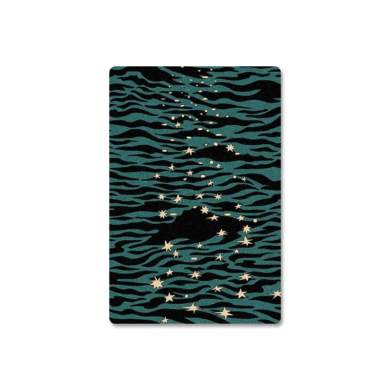 Rynx | Star pattern living room large rug wavy striped bedroom nightstand rug green blue home decor rug soft plush rugs IG