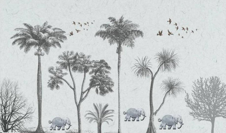 Lisslune | Peaceful Tropical Oasis 3D Wall Mural - Custom Sizes Available