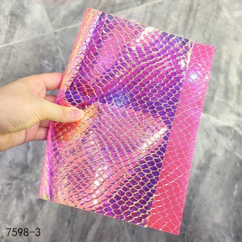 Lisslune | Iridescent Rainbow Snake Skin Holographic PVC Craft Fabric - Perfect for Artistic Creations