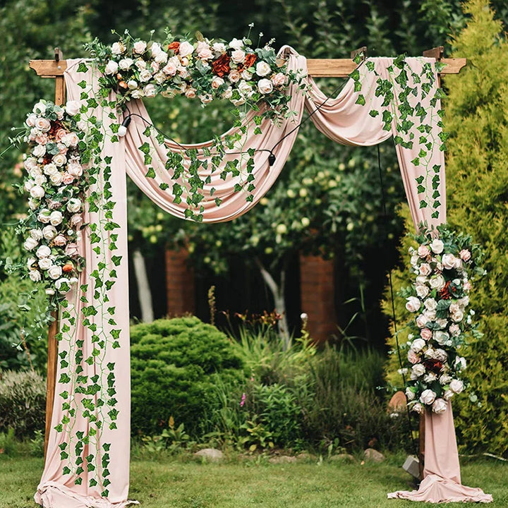 Rynx 1Pc 230cm Green Vine Silk Artificial Ivy Hanging Leaf Garland Plants Plastic Rattan String Home Wall Garden Decoration Wedding
