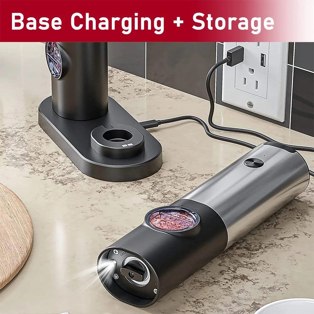 Lisslune | One-handed USB rechargeable electric spice mill set with adjustable grind size