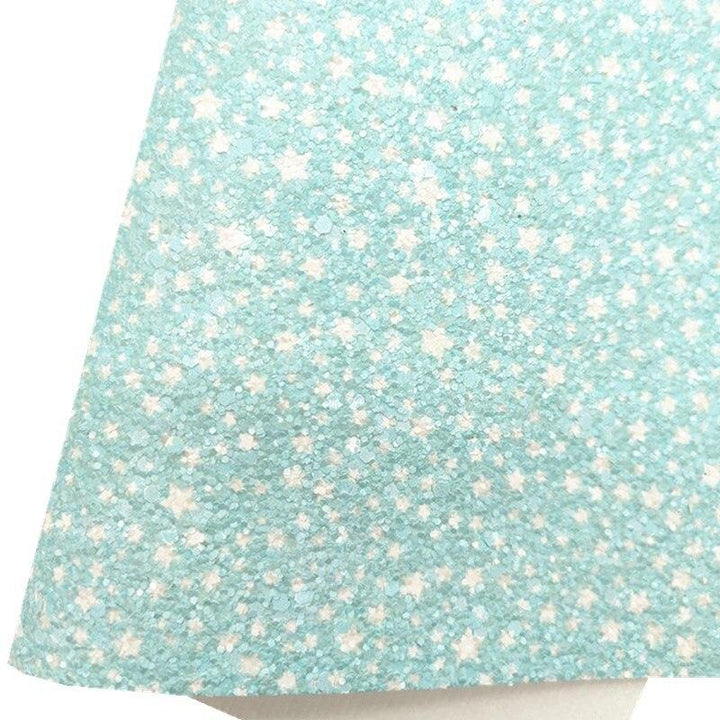 Lisslune | Iridescent synthetic leather crafting sheet with sparkling star and heart design - 21x29CM