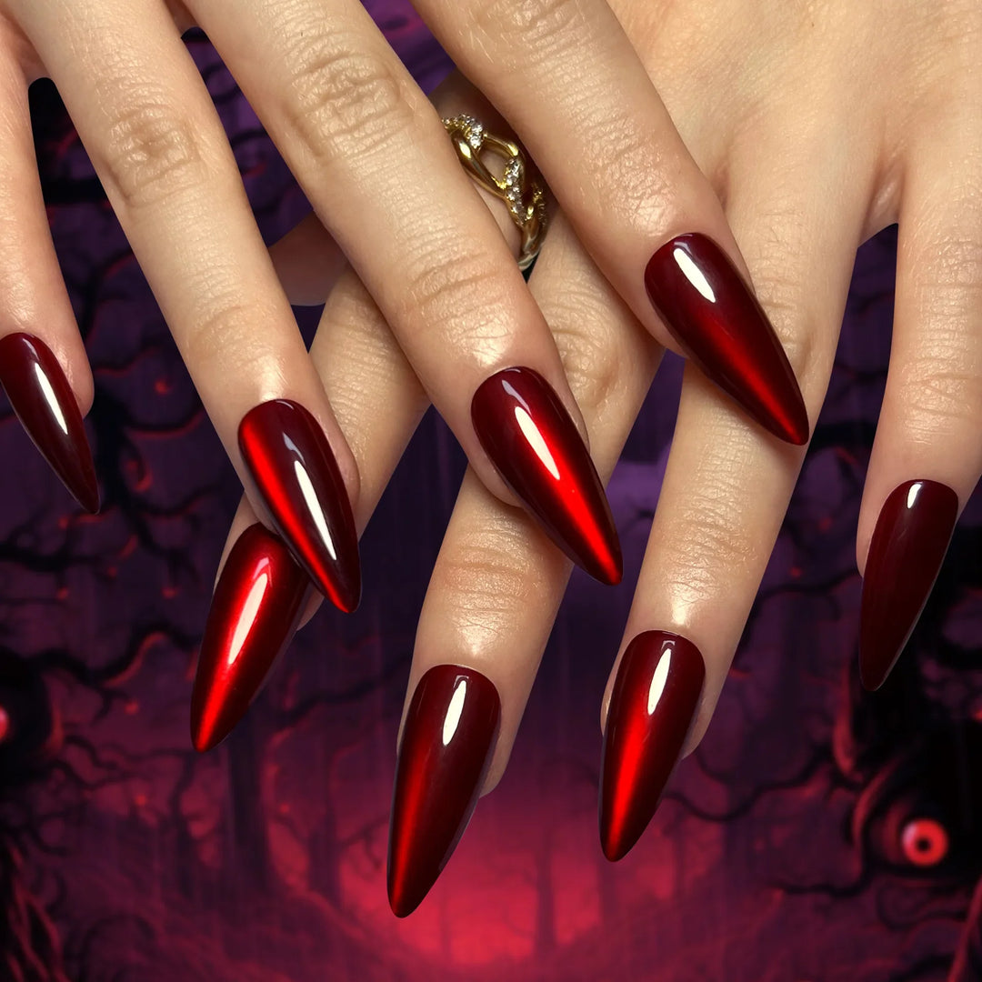 Rynx | Gray Sparkling Cat Eye Sweet Bow Nail Art Solid Color False Nails Removable Ready False Nails Press-on Nails with Glue