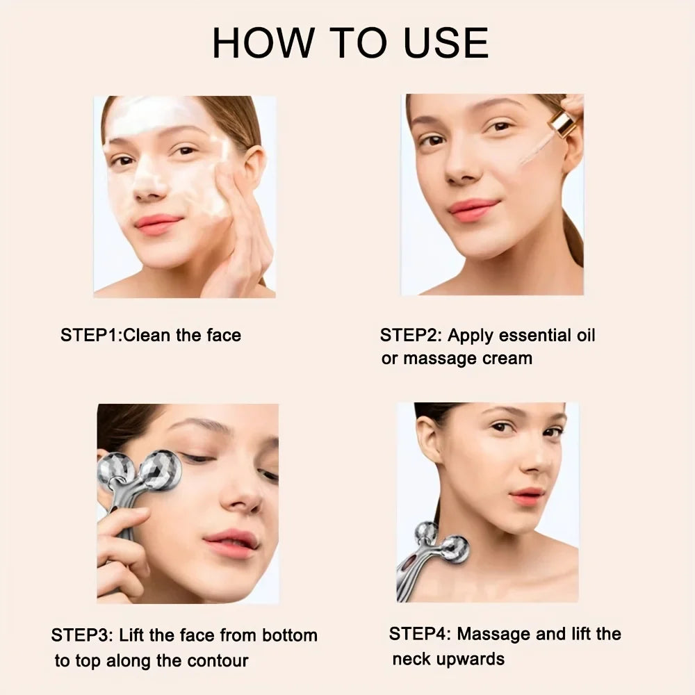 Rynx | 3D Roller Massager Face Beauty Device for Muscle Tightening & Skincare, Manual Massager for Women Men