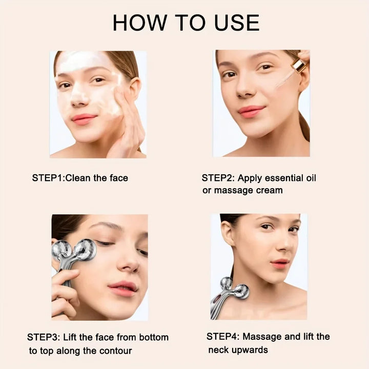 Rynx | 3D Roller Massager Face Beauty Device for Muscle Tightening & Skincare, Manual Massager for Women Men