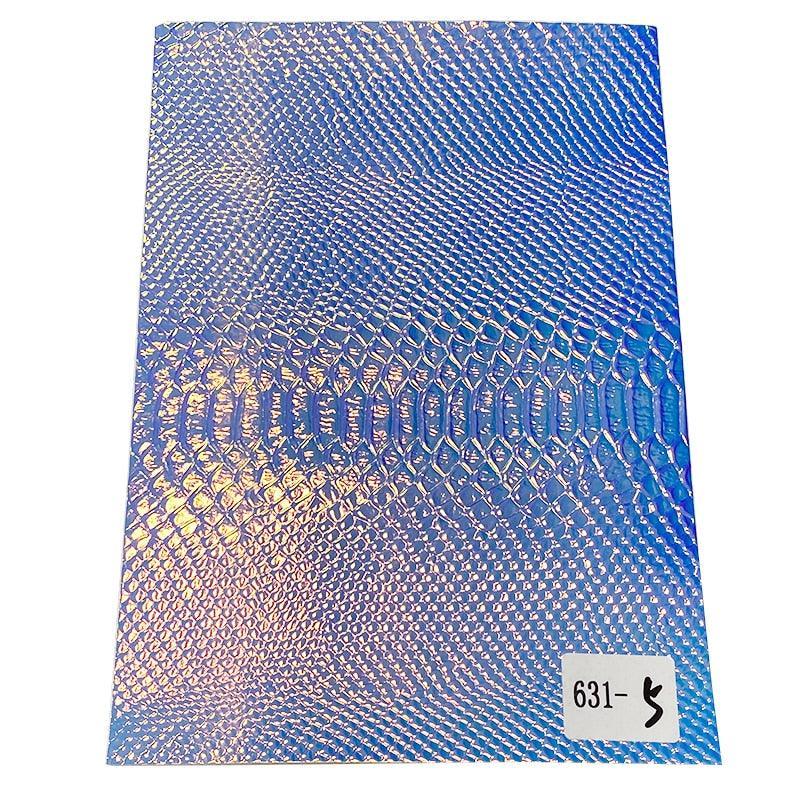 Lisslune | Iridescent holographic synthetic leather craft sheet with snakeskin embossing