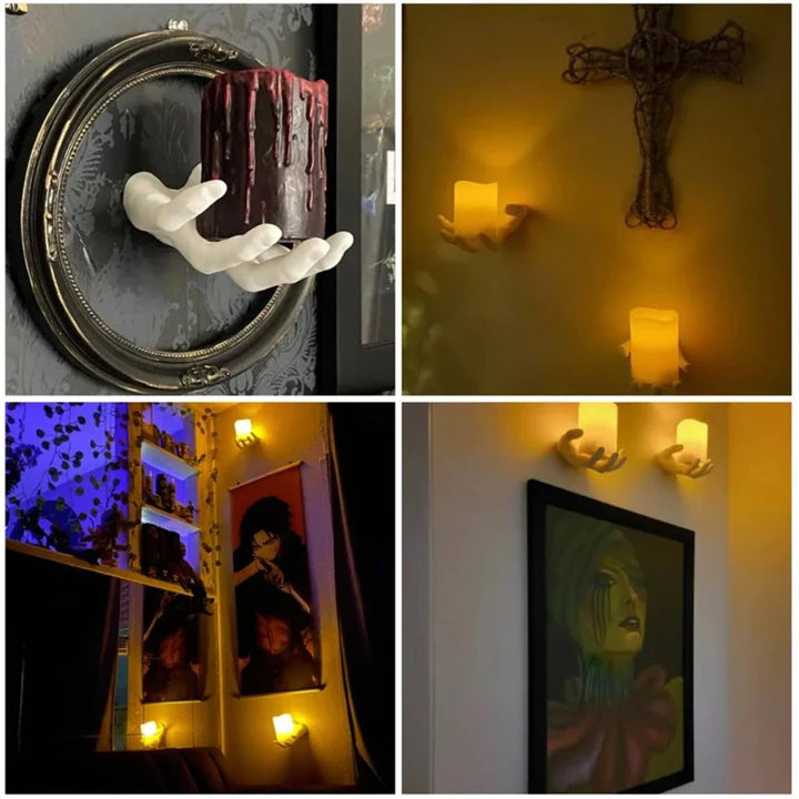 Rynx | Creepy Hands Wall Decoration Wall Candle Holder From Addams Family Spooky Scary Wall Decoration Halloween Costume Prop