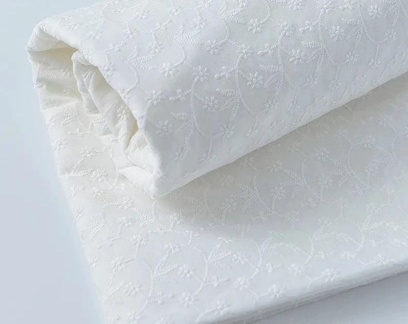 Lisslune | Elegant 100% Cotton White Lace Material