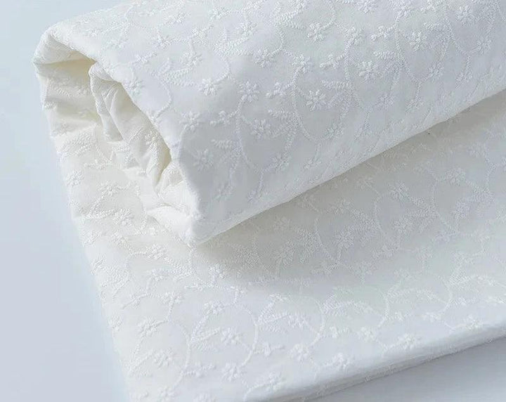 Lisslune | Elegant 100% Cotton White Lace Material