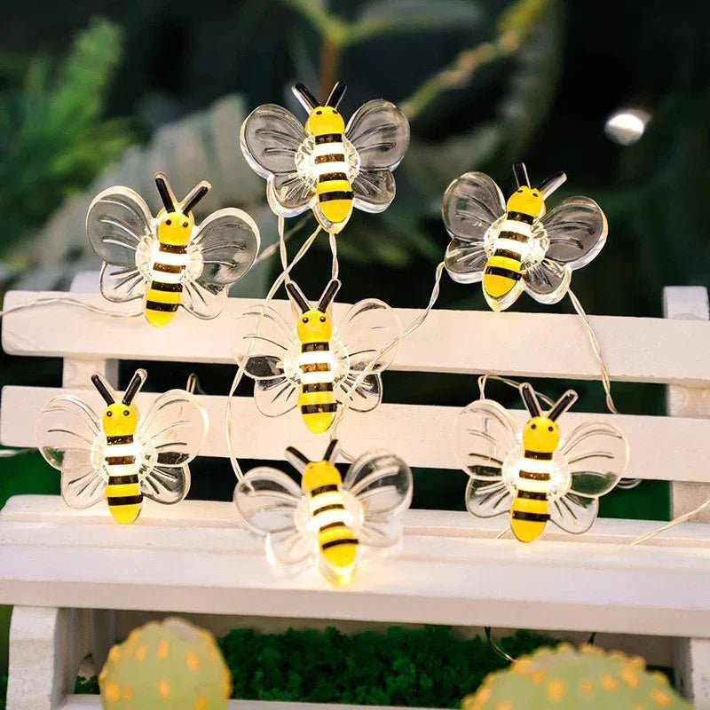 Rynx | 3M LED Bee Lights String Lights Battery Operated Outdoor Waterproof Fairy Garland Lamp For Festival Christmas Garden Bedroom Decor