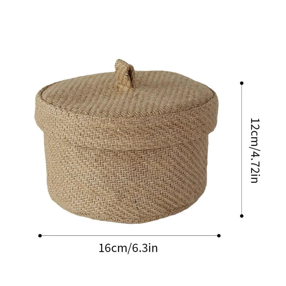 Lisslune | Stylish round jute basket with lid - Contemporary organizational solution