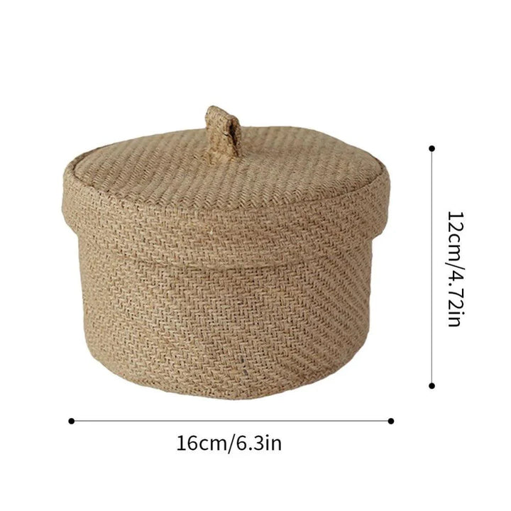 Lisslune | Stylish round jute basket with lid - Contemporary organizational solution