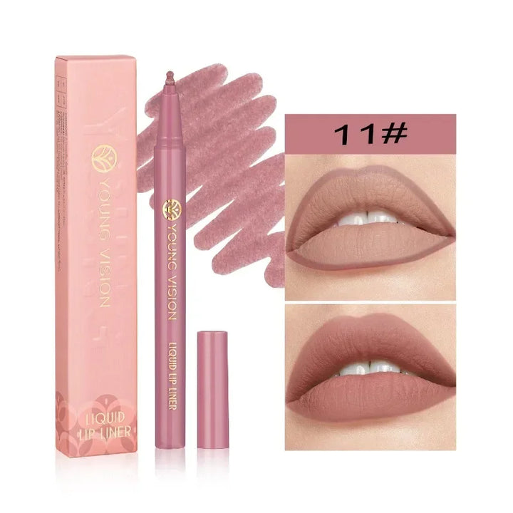 Lisslune | Mattes Flüssig-Lippenkonturenstift Schwammspitzen Lippenkonturenstift Nude Pink Lippenstiftstift Lang anhaltende Samt Schnell trocknende Lippenlack Feuchtigkeitsspendender Lippenstift
