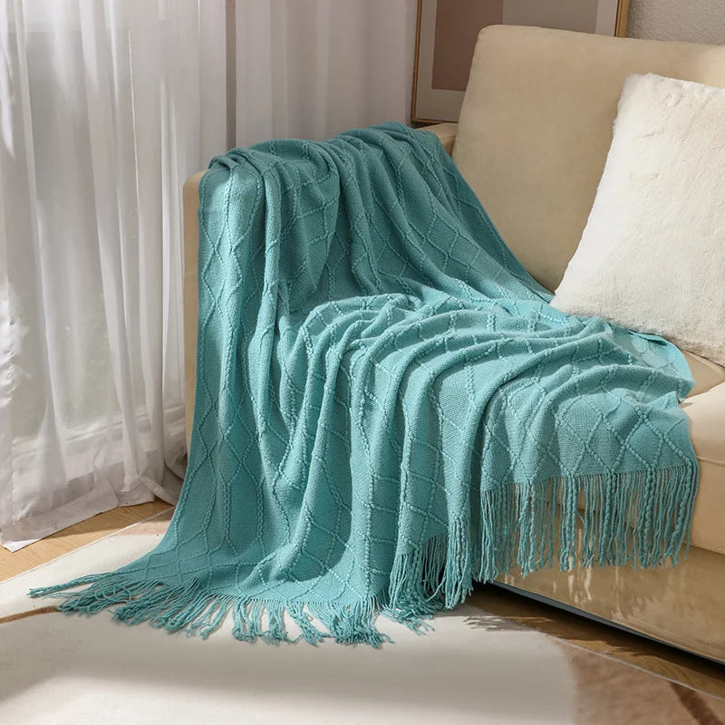 Lisslune | purple diamond knit blanket