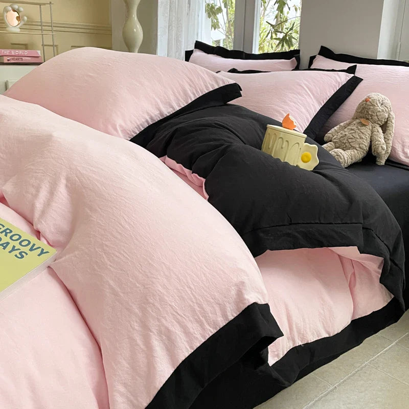 Rynx Ins Style Bedding Set Heavyweight Heavy Water Washable Wool Style Double Color Bedding Sheet Cover Pillowcase Set For Summer Winter
