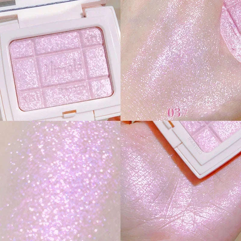 Rynx | Long-lasting Highlighter Eyeshadow Silky Diamond Highlighter Powder Glitter 3D Face Contour Shimmer Illuminator Makeup Cosmetics