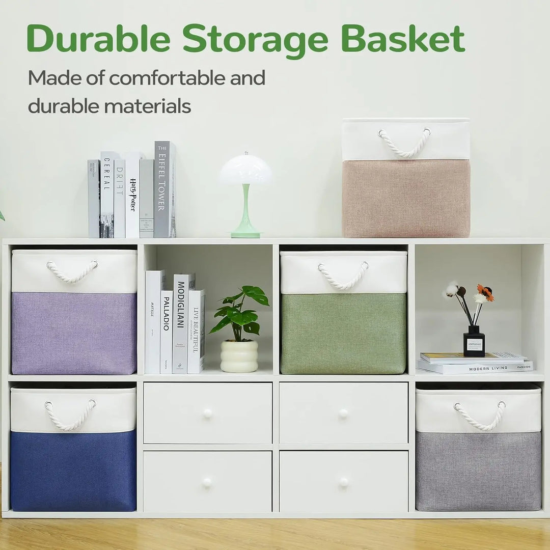 Lisslune | Set of 6 Foldable Fabric Cube Storage Boxes with Rope Handles – Nadir