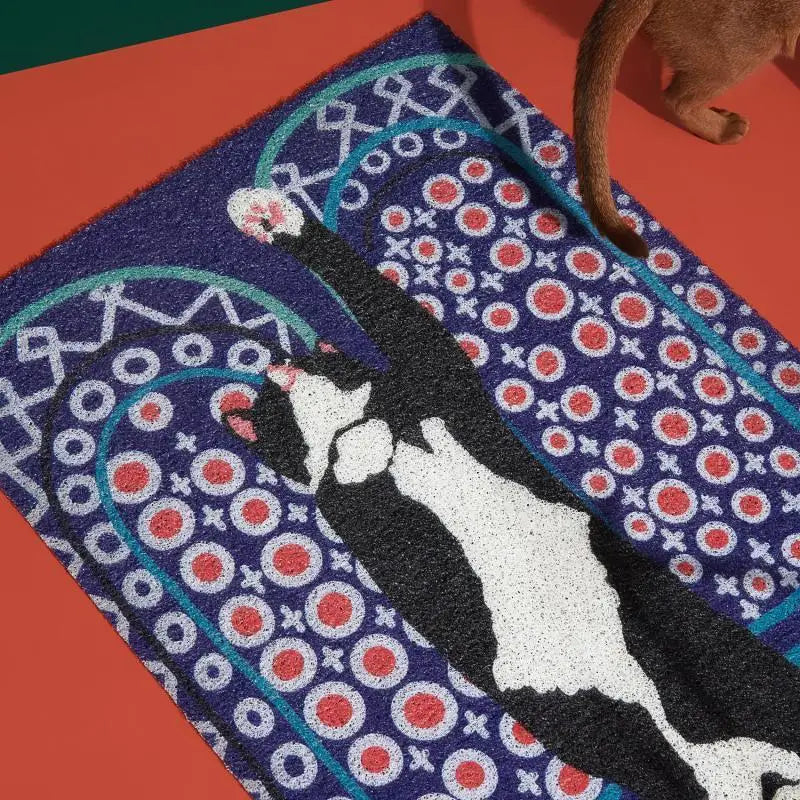 Rynx | Sweet Cat Entrance Mat Stain-Resistant Decontamination Doormats Cartoon Pattern Balcony Rug Non-Slip PVC Door Mat IG Carpet