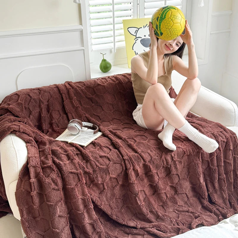 Rynx | New Tafu Velvet Cross Border Double-Sided Jacquard Football Grid Thick Duvet Cover for Bedding Sofa