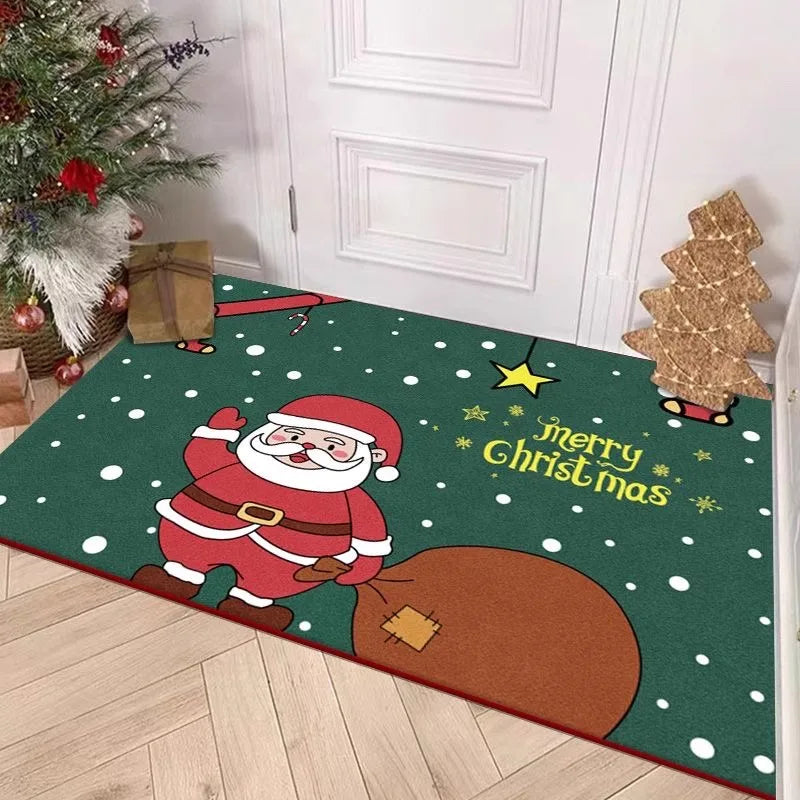 Rynx | Christmas Home Rug Holiday Decoration Doormat Cartoon Sweet Rug Santa Pattern Kids Mat Dirt-Repellent Rug