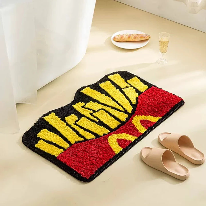 Rynx | Tufting Chips Bath Mat Soft Fluffy Cartoon Food Bathroom Bathtub Edge Flock Carpet Mat Non-slip Carpet Home Room Dormitory Kids Room Decor