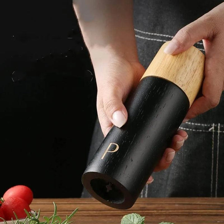 Lisslune | Elegant 7-Inch Salt and Pepper Mill Set with Stylish Wooden Holder for Gourmet Dining