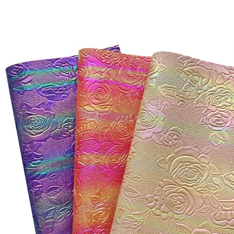 Lisslune | Elegant Rose Embossed Synthetic Leather Craft Sheets for Creative Projects