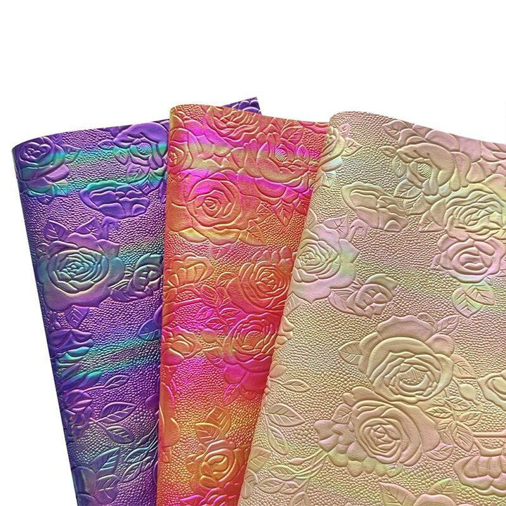 Lisslune | Elegant Rose Embossed Synthetic Leather Craft Sheets for Creative Projects