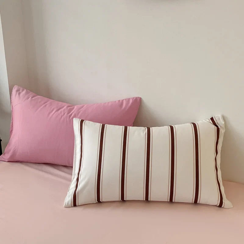 Rynx | In stripes bedding set with pillowcase bed sheet single and double size bedding duvet cover set queen/king double duvet cover