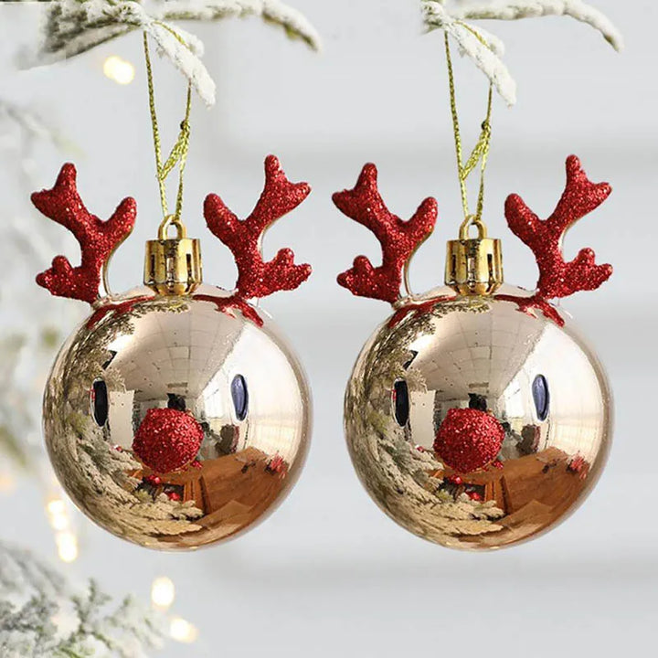 Rynx 2pcs Moose Christmas Balls Ornaments Christmas Tree Hanging Ball Pendant Christmas Decorations for Home New Year Party Navidad