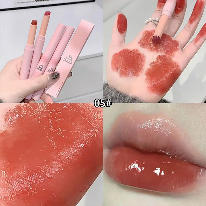 Rynx | Solid Pen Gloss Makeup Moisturizing Mirror Red-Brown Lipstick Long-Lasting Clear Moisturizing Lip Tint Natural Nude Lipstick