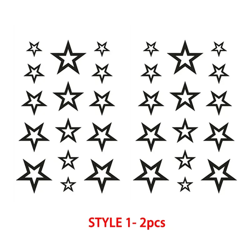 Rynx | Hollow Star Waterproof Temporary Tattoo Stickers Black Star Design Body Art Artificial Tattoo Wrist Ankle Artificial Tattoo Body Art Tools