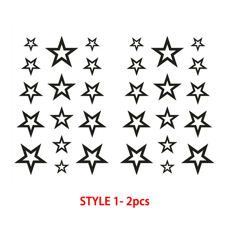 Rynx | Hollow Star Waterproof Temporary Tattoo Stickers Black Star Design Body Art Artificial Tattoo Wrist Ankle Artificial Tattoo Body Art Tools