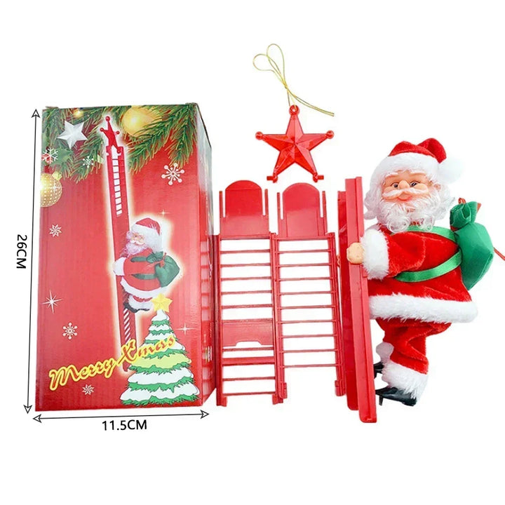 Rynx | Christmas ornament electric climbing ladder Santa music doll toy Christmas tree hanging decoration New Year gift for children