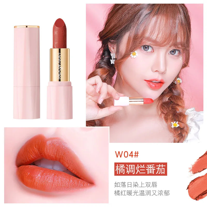 Rynx | Orange Lipstick Velvet Matte Lipsticks Waterproof Long-lasting Lipstick Velvet Lip Color Women's Cosmetics Sexy Lip Paint Makeup