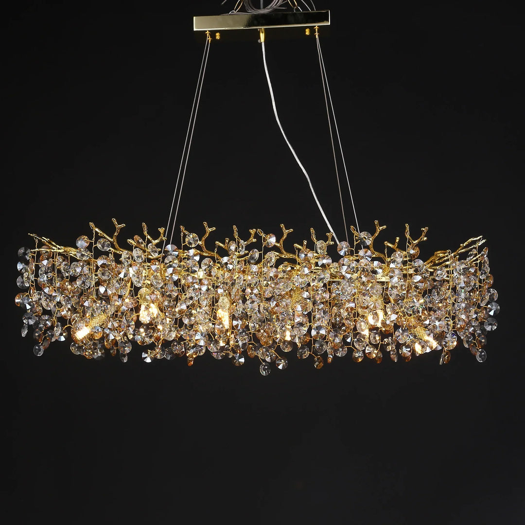 Lisslune | Long Crystal Pendant Light - Dining Room Gold Restaurant Island Hanging Light, Silver Nordic LED Pendant Light Large