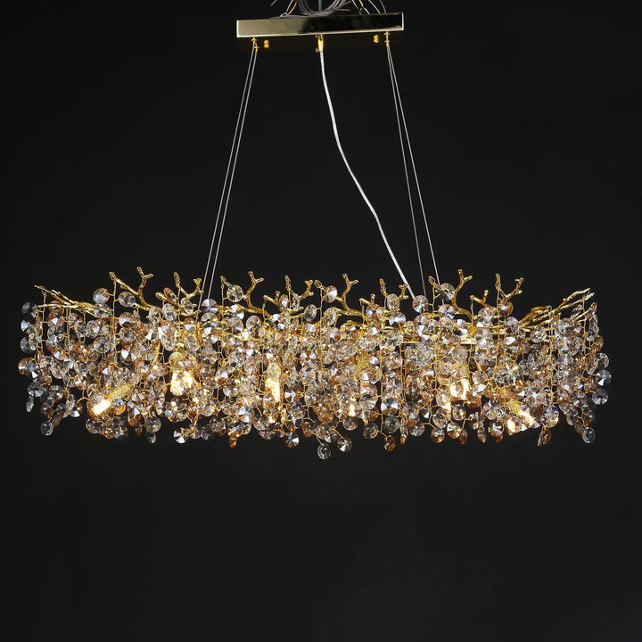 Lisslune | Long Crystal Pendant Light - Dining Room Gold Restaurant Island Hanging Light, Silver Nordic LED Pendant Light Large
