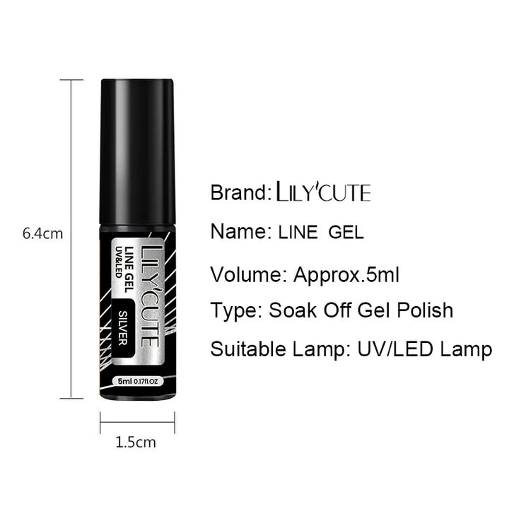 Rynx | 5ML Silver Metallic Painter Liner Gel Nail Polish Super Bright Mirror Drawing Gel Semi Permanent Line French Nail Art