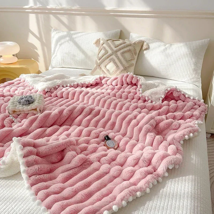 Rynx Toskana Synthetic Rabbit Fur Warm Weighted Blankets for Bed Luxury Synthetic Lamb Wool Double Blanket Soft Fluffy Warmth Double Blanket
