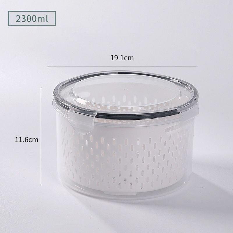 Lisslune | Refrigerator Storage Container with Draining Tray and Clear Lid for Organized Fruits and Vegetables