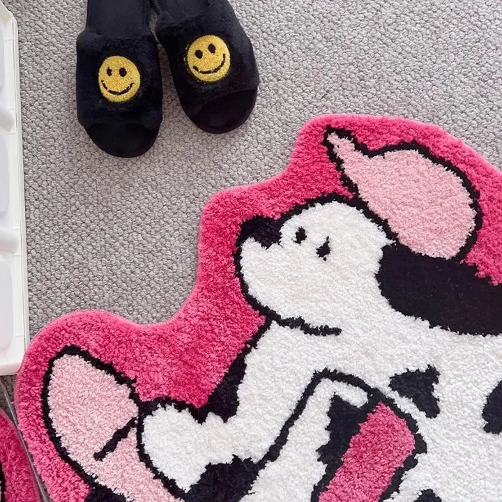 Rynx | Layered Dalmatian Carpet Living Room Rug Soft Fluffy Mat Bedroom Cloakroom Floor Non-Slip Underlay Aesthetic Apartment Kindergarten Decor